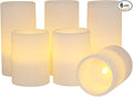 Eldnacele Flameless Flickering Candles Battery Operated Real Wax White Color with 8 Hours Timer for Christmas Home Decoration and Parties Set of 6(3"x 4", 3"x 6")