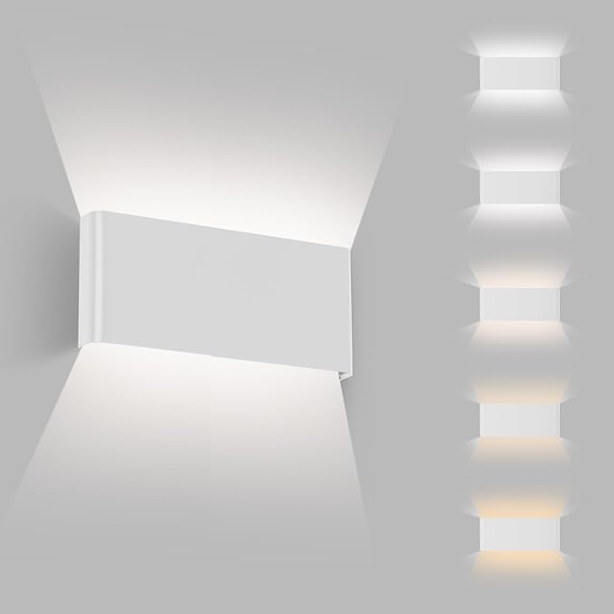 Modern LED Wall Sconce, 20W Dimmable 5CCT (3000K-6500K), Upper and Lower Illuminated Wall Sconce, for Bedroom, Living Room, Hallway, Dresser (15 Inch - Sandy White 1 Piece)