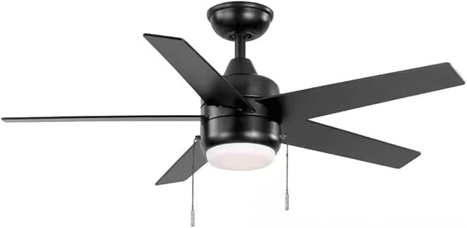 LYTIO Mena 44 in. LED Indoor/Outdoor Matte Black Ceiling Fan with Light Kit and Reversible Blades Included