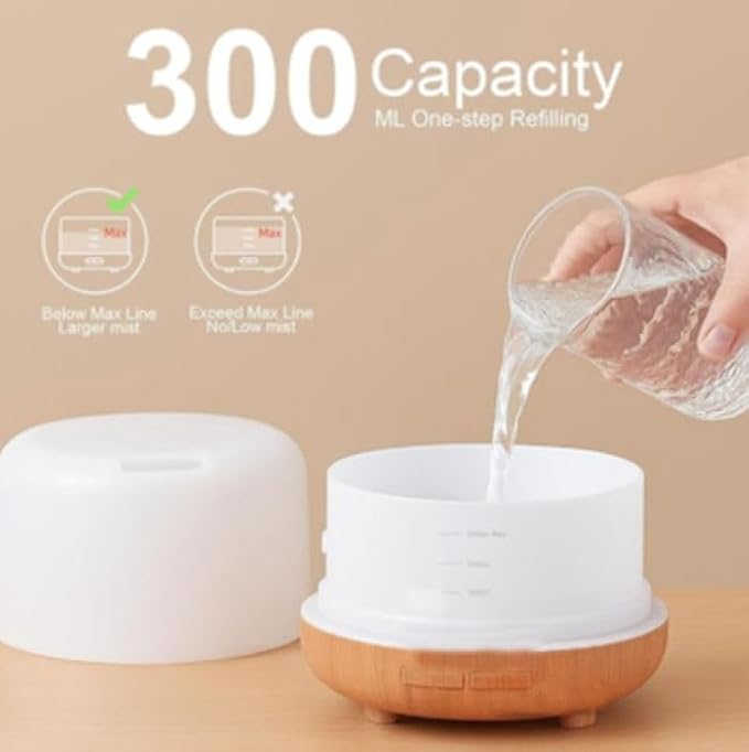 Air Humidifier & Aroma Diffuser with LED Lights Home Fragrance Room Decor Essential Oil Diffuser Humidifiers for Bedroom Car Air Freshener (White)