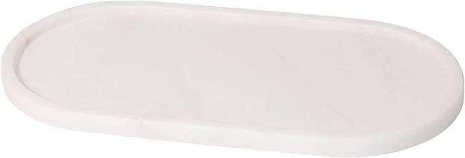 Marble Vanity Tray Organizer - 9.8"x5" Italy Natural Stone Decorative Tray，Jewelry, Perfume & Candle Display Tray，Bathroom Vanity, Dresser Top, Nightstand Decor