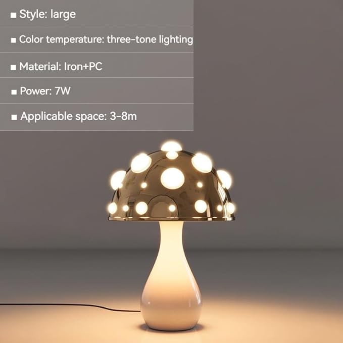 Juodke Omushroom Desk Lamp, LED 3 Colors Dimmable Mushroom Cloud Decor Lamp, Aesthetic Room Decor Ambient Glowshroom Lamp, for Bedroom, Living Room, Office (Bulb Included) (Gold)