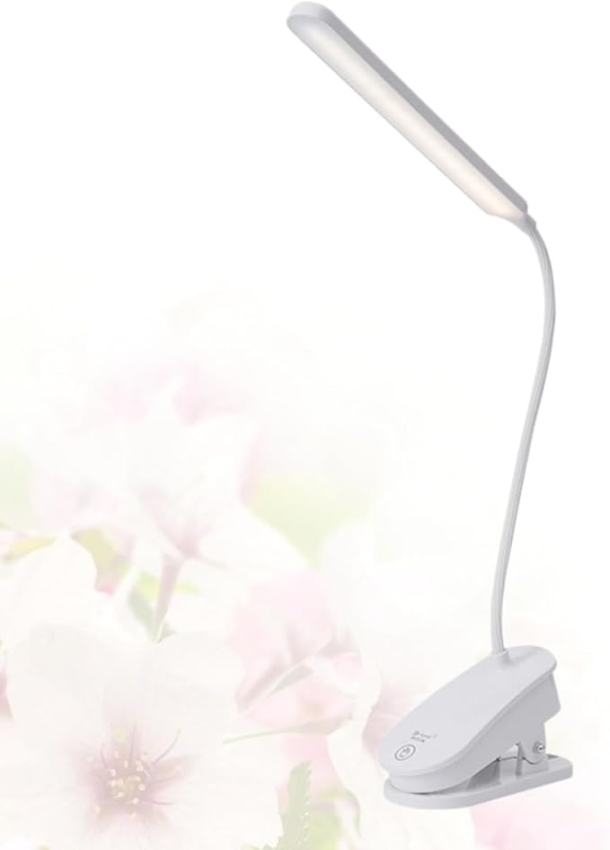 jojofuny Adjustable Reading Lamp with Flexible Gooseneck Eye Protection LED Desk Light Color Temperatures Smooth Brightness Portable Night Lamp for Bed Study and Office Use White