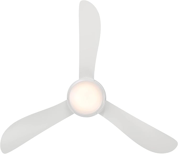 Corona Smart Indoor and Outdoor 3-Blade Flush Mount Ceiling Fan 44in Matte White 3500K LED Light Kit and Remote Control works with Alexa, Google Assistant, Samsung Things, and iOS or Android App