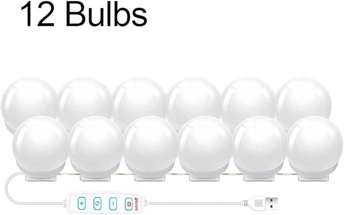 Andy's Orchids Vanity Mirror Lights Kit, Makeup Lights, Vanity Lights, Mirror Lights Strip, Adjustable Color and Brightness with 12 Bulbs, LED Light Bulbs, Dimmable Dressing Mirror Lamps Bulbs