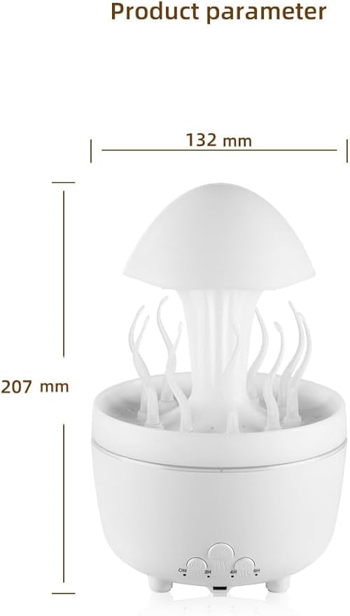 300ml Cute Diffuser Jellyfish Humidifier with 7 Changing Colors LED Lights, Rain Cloud Diffuser for Home Bedroom Office