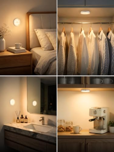 WILLED 3000K Dimmable Touch Lights, Battery Rechargeable Tap Lights, Magnet Stick on Closet Light, Portable LED Puck Night Lights for Cabinet, Wardrobe, Counter, Kitchen, Bedroom (2 Pack) - Image 3