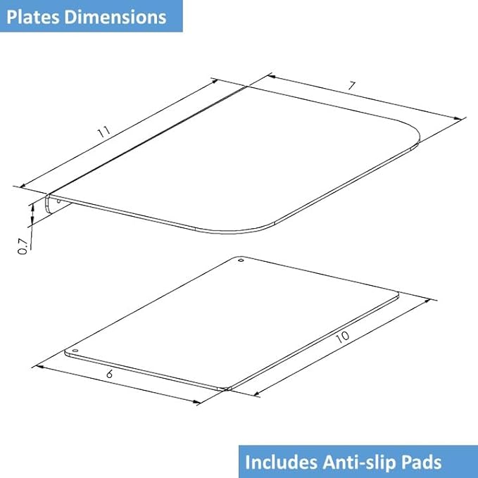 AEONS Steel Monitor Mount Reinforcement Plate for Thin, Glass and Other Fragile Tabletop, Steel Bracket Plate Fits Most Monitor Stand C Clamp Installation