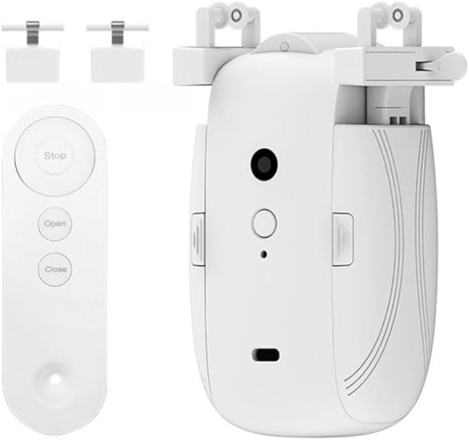 Automatic Smart Curtain Opener with Remote Control, Automatic Curtain Opener and Closer Smart Curtain Opener Electronic for Roman Rod/U/T Rails(1PC TU)
