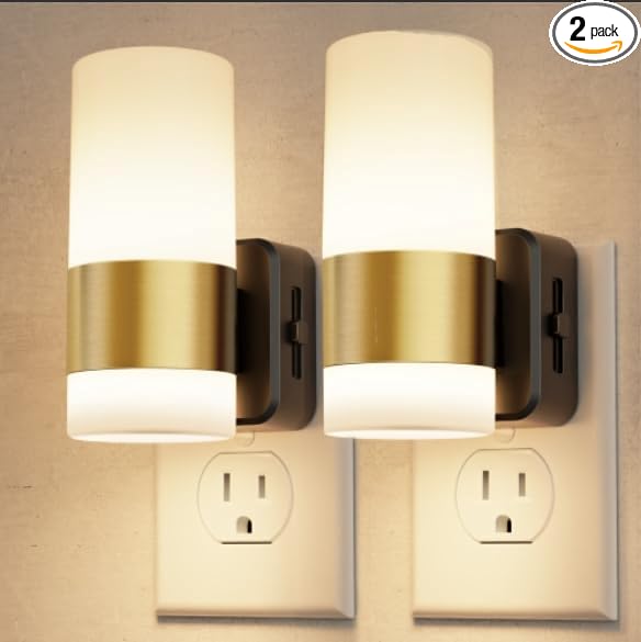 L LOHAS LED Dimmable Night Light 2 Pack, Dusk to Dawn Sensor, Support 0-100 Lumen Brightness Ajdustable, 3000K Soft White