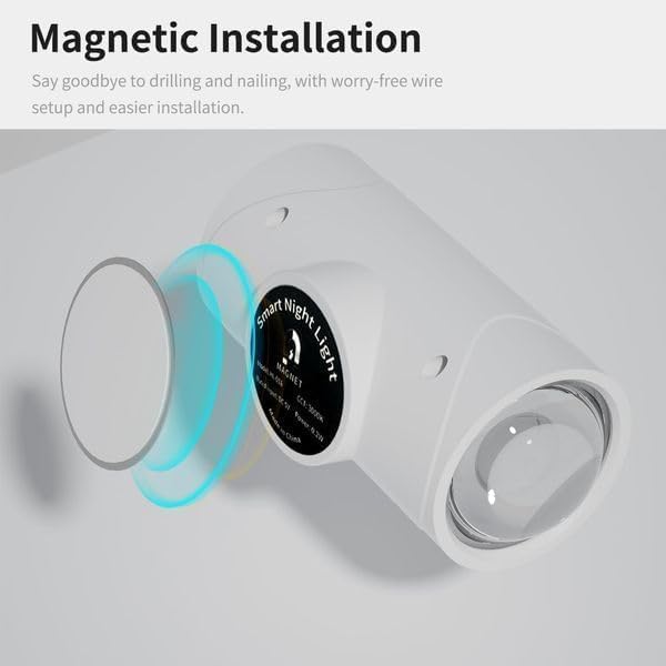 Rechargeable LED Wall Lamp Magnetic Motion Sensor Dimmable Stick on Night Light for Bedroom Closet Under Cabinet Lighting (2, White)