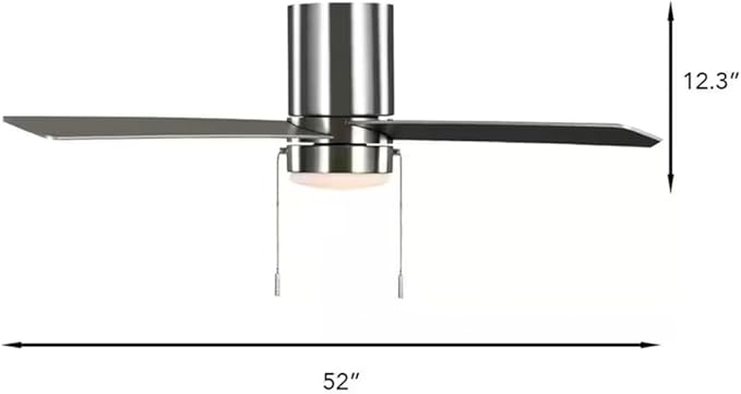LYTIO Scenic 52 in. Integrated LED Indoor Brushed Nickel Hugger Ceiling Fan with Reversible Motor & Reversible Blades Included