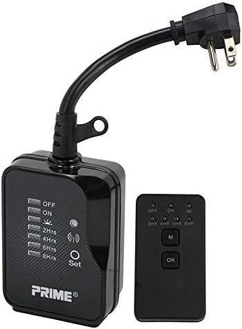 Prime Outdoor Electronic Timer with 2 Grounded Plugs and Remote Control