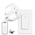 WiFi Smart Outlet Plug with Remote,GreenCycle Electric Smart Plug with Wall Switch,Compatible with Alexa and Google Home via Tuya,15A/1500W,Remote Control from Anywhere,TUV FCC List(2.4G)