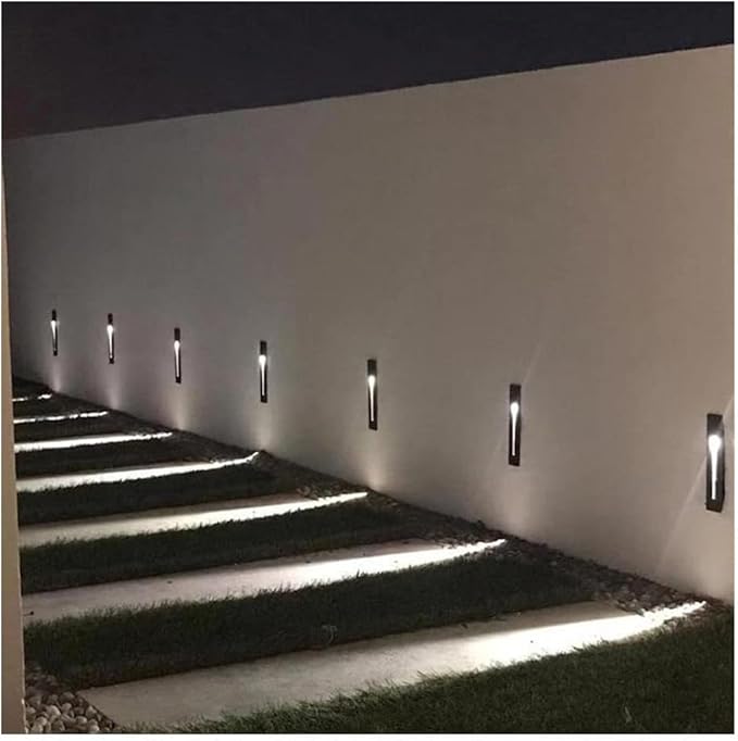 Modern Stairway Lights 10Pcs Led Lighting for Stair Railing Embedded 3W Ac85 265V Non Waterproof Ideal for Stair/Decks/S/Hallway/Movie Theater Corridor 4000K,Brushed Black-3000K