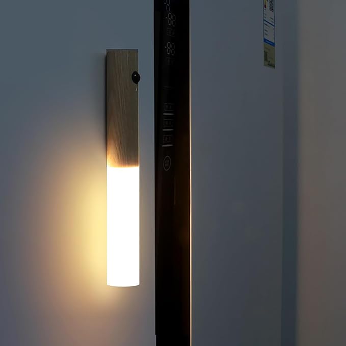 Rechargeable Night Light Motion Sensor Battery Operated Wall Sconces Set of Two Wireless Portable Wall Lights Magnetic for Hallway Bedroom Cabinet, 3000K Warm White