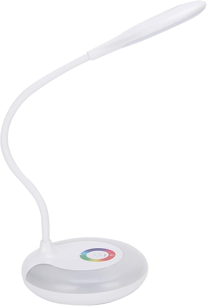 Fdit LED Desk Lamp with 3 Dimmable Modes and RGB Color Lights, 360 Adjustable Gooseneck, USB Powered Eye Protection Table Lamp for Reading, Study, and Bedroom, 5W Energy Saving (Plug in Version)