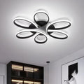 Modern LED Ceiling Light Fixture Black Flush Mount Ceiling Lamp with Remote Control Dimmable 6 Rings Flower Shaped Ideal for Living Room Bedroom Dining Room Kitchen(75CM/29.5IN)