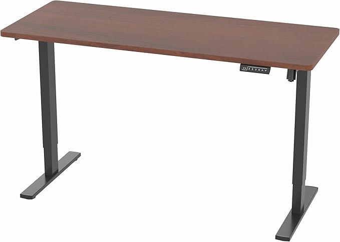 VIVO Electric 60 x 24 in Standing Desk, Memory Height Adjustment, 1B Series, Holds 220 lbs, One-Piece Dark Walnut Top, Black Frame, DESK-KIT-1B6D