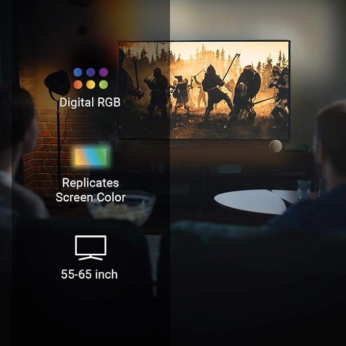 Leona RGB HDMI Sync Box TV Kit, 12.5ft Strip Light, 24W, 55-65 inch TV Compatible, Smart App Control, 4K HDR