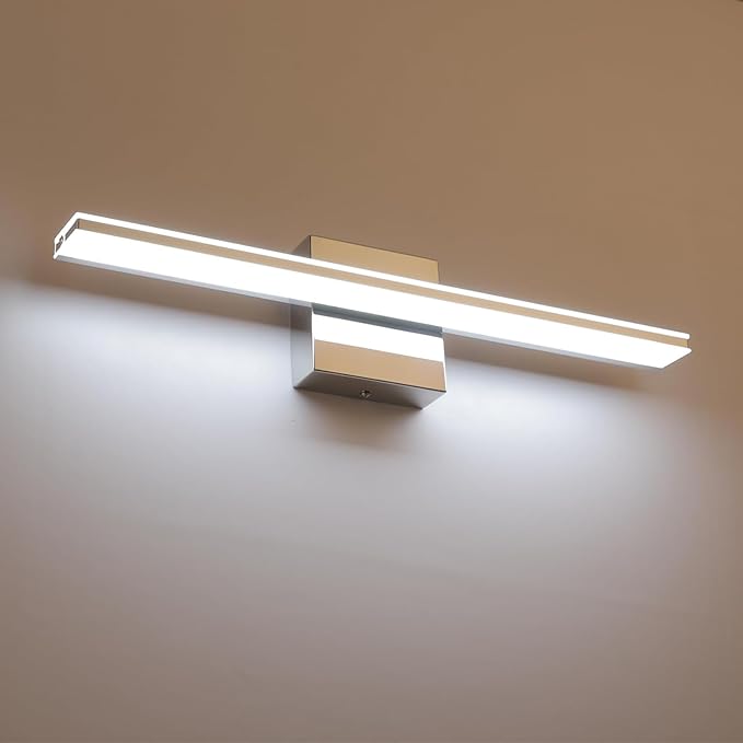 LED Vanity Light Bar 20 Inch Bathroom Light Fixtures 12W Over Mirror Lighting Chrome Vanity Lights Fixtures Modern Bathrooms Lamps Acrylic Bath Wall Light Fixtures