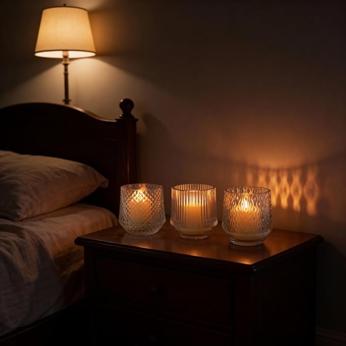 Rechargeable Flameless LED Candles Set – Crystal Clear Glass, Real Wax, Warm White Flicker, Remote & Timer, Spring Home Decor for Women, USB Rechargeable