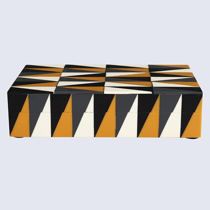 Handicrafts Home Large Decorative Storage Box with Lid, Coffee Table Storage Box, Decorative Remote Control Holder, Keepsake Storage Box for Living Room & Shelf Decor, Puzzle Guild 12 x 6 x 2