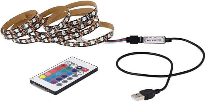 ausuky 5V 5050 RGB LED Strip Light Bar TV Background Lighting Kit + USB Remote Control (Cool Black Board,10ft (3M))