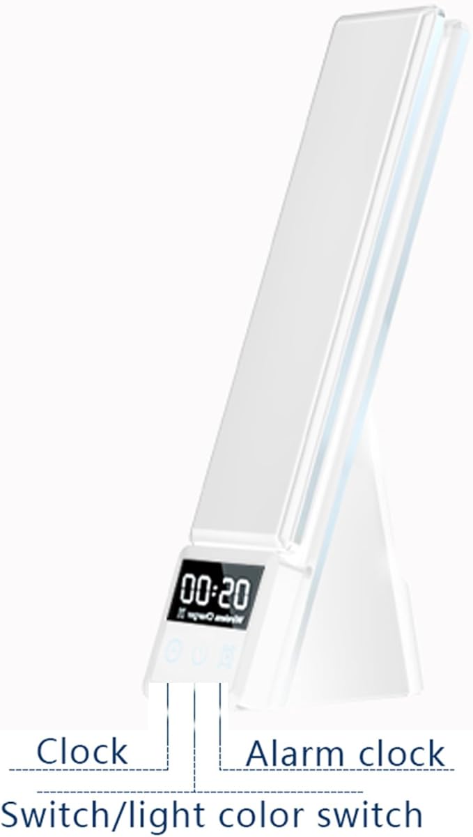 Multi-Functional Desk lamp with Wireless Charger, Featuring Clock, Alarm, Adjustable Lighting, and Supporting All wirelessly Chargeable Phones, Watches, and Earphones, N61 White.