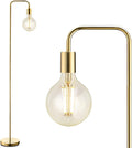 BoostArea Industrial Gold Standing Lamp, 63 Inch, E26 Socket, On/Off Footswitch, ETL Listed, Modern for Bedroom, Living Room, Minimalist, Vintage, Mid-Century, Boho, Metal