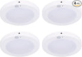 LIT-PaTH LED Flush Mount Ceiling Light, Closet Lighting Fixture with Motion Sensor and Dusk to Dawn, 10.5W, 800 Lumen, 6.2 Inch, Anti-Rust Galvanized Housing, White Finish 3000K 4-Pack