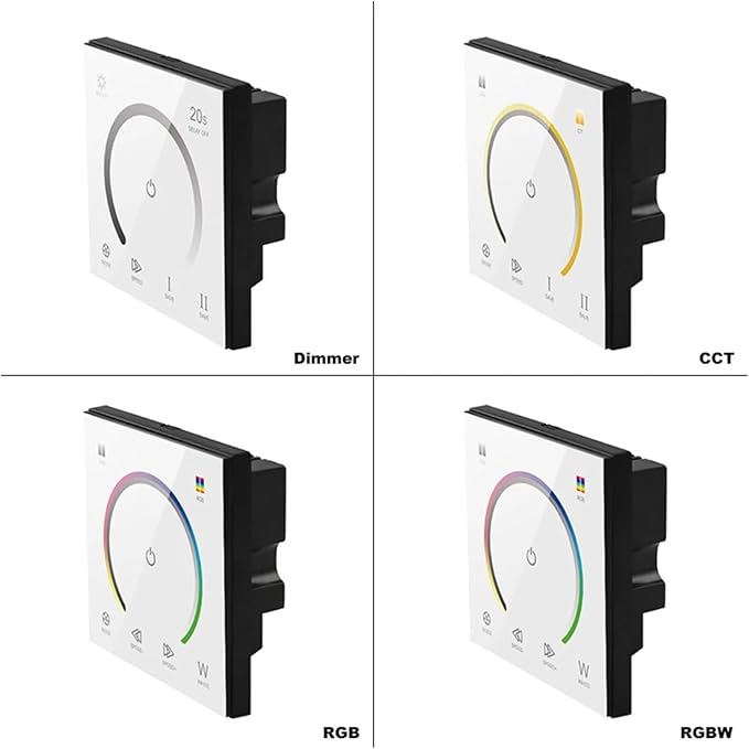 Touch Panel Controller DC12V 24V Single Color CCT RGB RGBW LED Light with Glass Panel Dimmer Wall Mount Switch with Light(RGB)