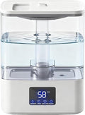 KZF 4L Top Fill Humidifiers for Bedroom & 60H Runtime - Cool Mist Humidifier, 3 Mist Levels, 8H Timer, Essential Oil Tray, Humidity Display, Quiet for Bedroom, Baby, Plants, Large Room (White, 4L)