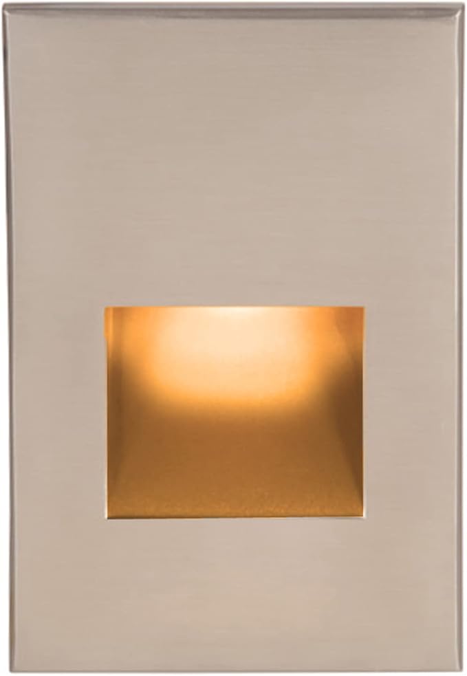WAC Landscape Lighting, LEDme 120V LED Vertical Indoor and Outdoor Step and Wall Light Amber 1800K LED in Brushed Nickel