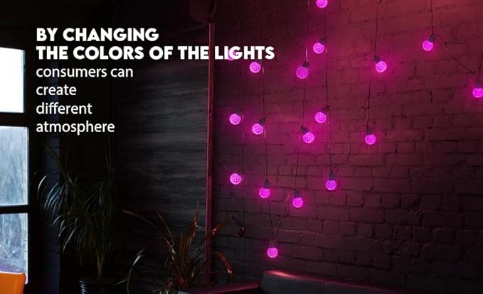 Solar Led Smart String Lights, 25 LED RGBW Bulbs Color Changing Patio String Light App Control IP65 Waterproof 8 Scene Modes 4 Music Modes, Bluetooth 15ft Globe Lights for Backyard Porch Party Decor