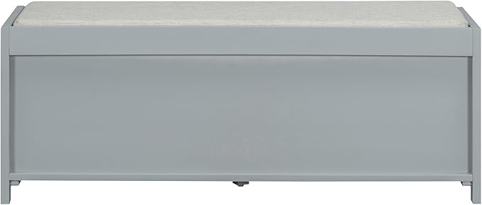 Amposei Modern Classic Storage Bench 43.3-Inch Wooden Entryway Shoe Storage Bench Cabinet with Removable Seat Cushion & Sliding Shutter-Style Doors for Living Room Entrance Hallway, Gray