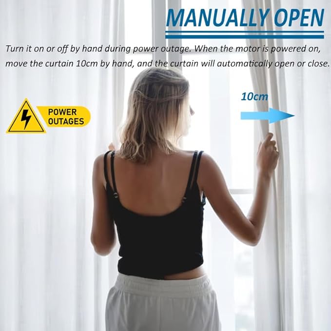 Automatic Curtain Opener WiFi Motorized Curtain Track Kit 1.8N.m Curtains Motor, Ripple/Wave Fold Electric Curtain Track, Remote Curtains, Compatible with Alexa & Google Home (2 meters (78.7 inches))