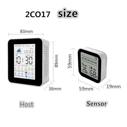 Weather Stations Wireless Indoor Outdoor Thermometer Alarm & Smart WiFi Weather Forecast Next 3 Days with Phone App Temperature & Humidity Monitor with 3 sensors Store 1 Year's Data. (2CO17-3)