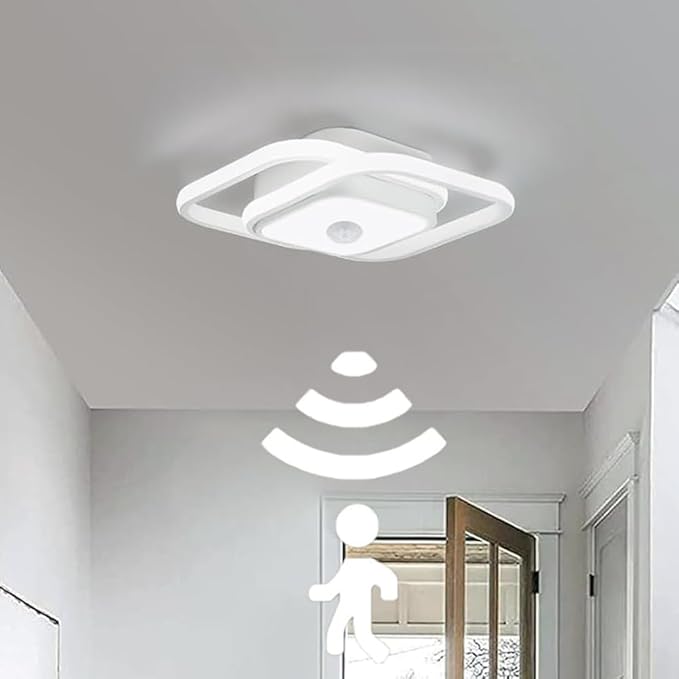 12.6Inch Motion Sensor LED Ceiling Light Indoor, 36W 6000K Mount Motion Activated Light Fixture Modern Flush Mount White Ceiling lamp for Closet Laundry Bathroom Hallway Stair Porch Basement.