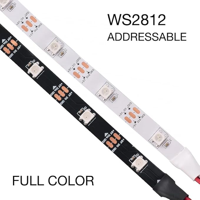 WS2812B RGB LED Strip, Individually Addressable LED Strip, Chasing Effects Dream Color 5050SMD 16.4FT 150 LED Pixel Strip Rope Light DC 5V (White PCB 5M 30Pixels/M Waterproof IP65)