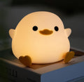 HAPPYBAG Cute Pea Duck Night Light,Duck Lamp,2 Levels Dimmable Silicone Ducky Light,LED Squishy Animal Light for Kids Sleep,Rechargeable Bedside Touch Lamp, Kids Room Decor Gift Toy