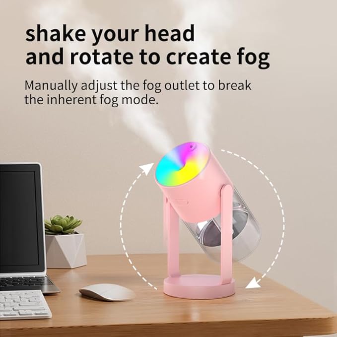 280ml Portable Starry Sky Projection Shake Head Humidifier with Color LED Night Light, USB Personal Desktop Humidifier for Car, Home, Office, Travel, Auto Shutoff, Ultra-Quiet