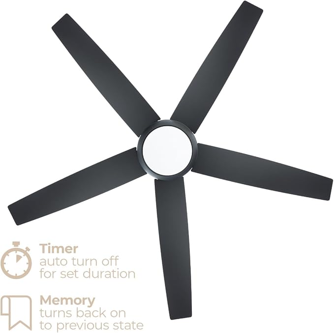 Airvana 52in 5-Blade Smart Indoor or Outdoor Ceiling Fan 2700K-6000K CCT Tunable Range LED Light Kit in Matte Black Works With iOS or Android App