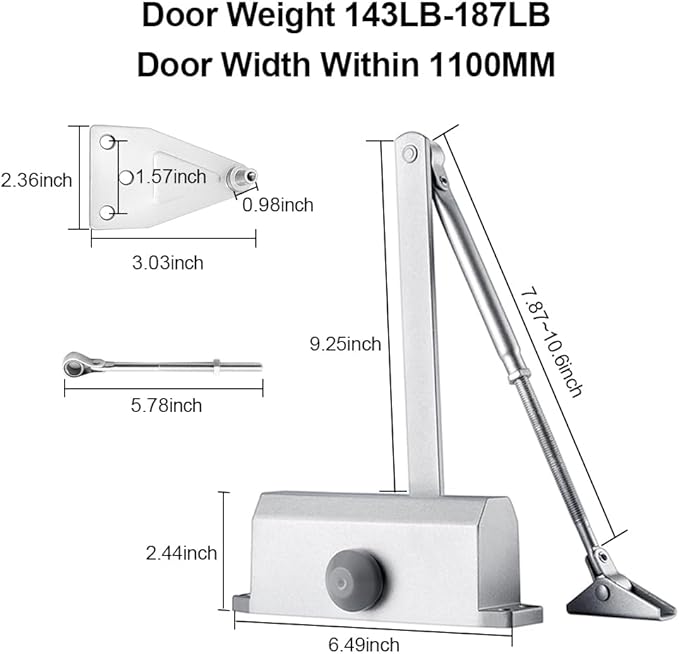 Automatic Hydraulic Door Closers Commercial, Screen Door Closer Hinge Self Closing, for Home Residential Storm Door Closer with Hold Open Easy Install Adjustable Door Opener