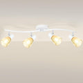 HiBay 4-Light Track Lighting White, Adjustable Modern Ceiling Light Fixture w/Glass Shades, Flush Mount Ceiling Wall Spotlight Indoor for Bathroom, Kitchen, Living Room, E12 Base, No Bulbs
