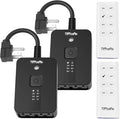 TiFFCOFiO Outdoor Timer Waterproof, Remote Control Dusk to Dawn Sensor Countdown, 100 ft Range, 2 Grouded Electrical Outlets for Home and Garden, 15A 1/2HP, Heavy Duty, ETL Listed (2 Packs)