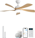 Sofucor 45" Smart Ceiling Fan, Outdoor Modern Ceiling Fans with Lights and Remote, Compatible with Alexa/Google/App, 3-Color Light 6-Speed Timing Reversible DC Motor for Living Room Bedroom Patio