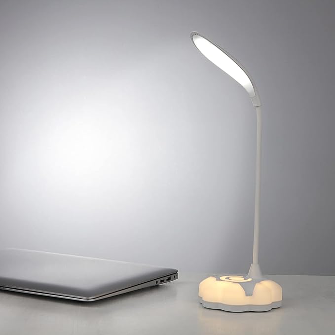LED Desk Lamp for Bedroom, Eye Protection Table Light with Adjustable Brightness and Flexible Goose Neck Tube, Touch Control Table Lamps for Home Office Study Room (2)