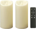 CANDLE CHOICE Outdoor Battery-Operated Flameless Candles with Remote Timer Waterproof Flickering Plastic Electric LED Pillar Lights for Lantern Patio Garden Wedding Halloween Christmas 3”x7” 2 Pack