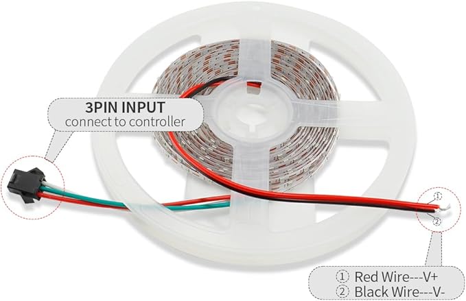 16.4FT WS2812B WS2812 3mm Ultra Narrow LED Strip,DC5V 100LEDs/m Individually Addressable Dream Color Flexible Smart Light Tape for Bedroom,Kitchen,Stage,TV Backlight(No Adapter or Controller)